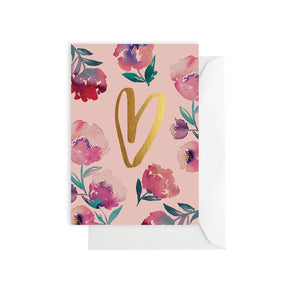 love heart and flowers -  greeting card
